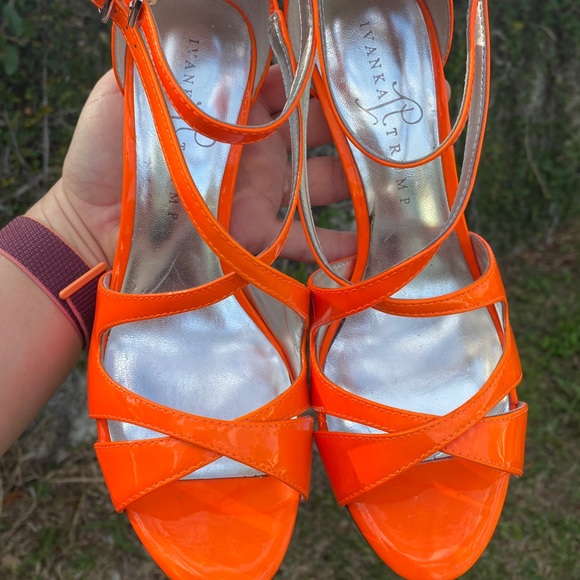 Ivanka Trump Shoes - Ivanka Trump Hélice High Orange Strappy Heels